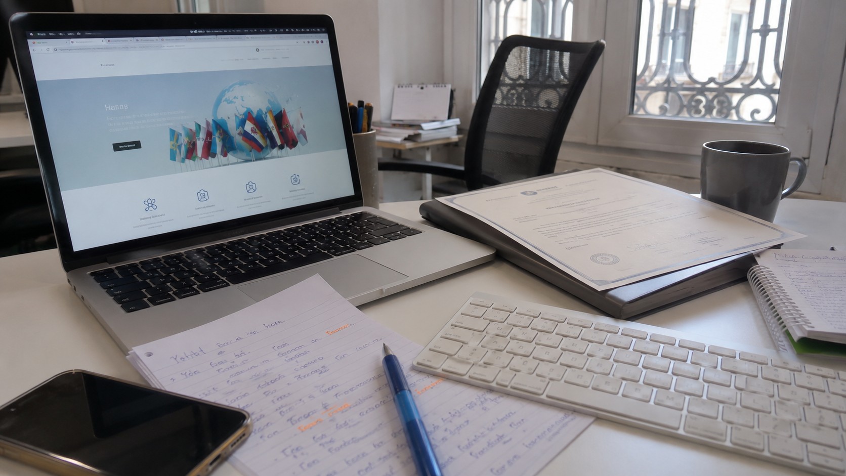 Bureau d'agence de traduction de site internet certifiée ISO 17100 avec interface multilingue et certificat qualité