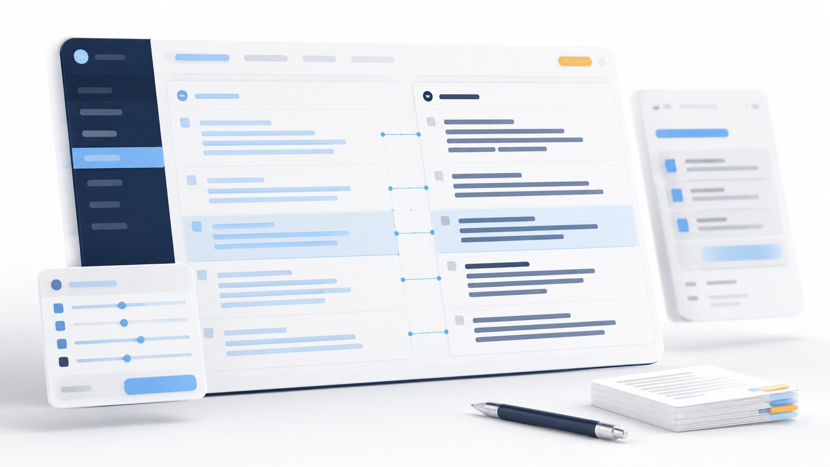 Interface de comparaison source et cible pour un projet de traduction multilingue, panneaux alignés et réglages