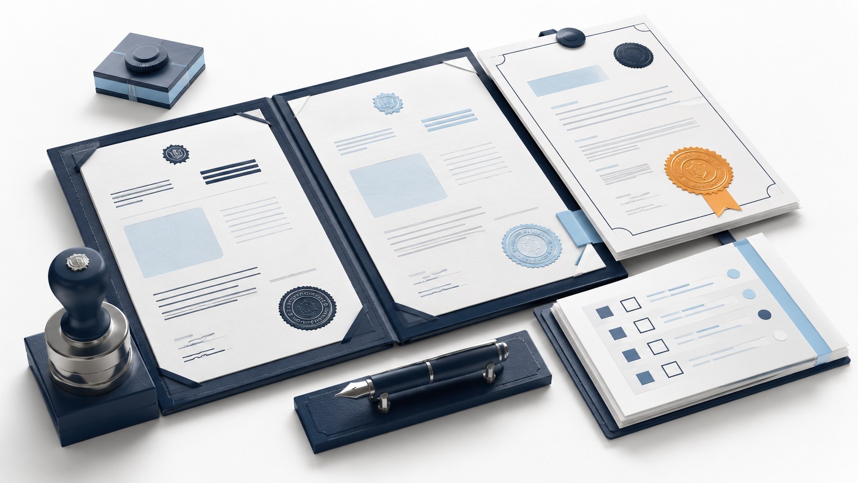 Documents officiels source et traduit disposés côte à côte avec sceaux de validation, illustrant les enjeux de conformité